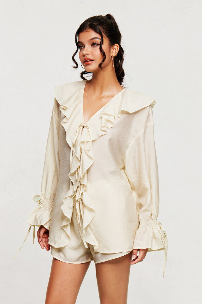 Blagoje Drawstring Ruffle Pants Set - Stylish beautiful dress for special occasions | Buy Online