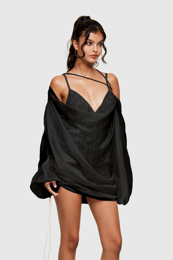 Blagorodna Cowl Neck Backless Pants Set In Black - Stylish black dress for special occasions | Buy Online