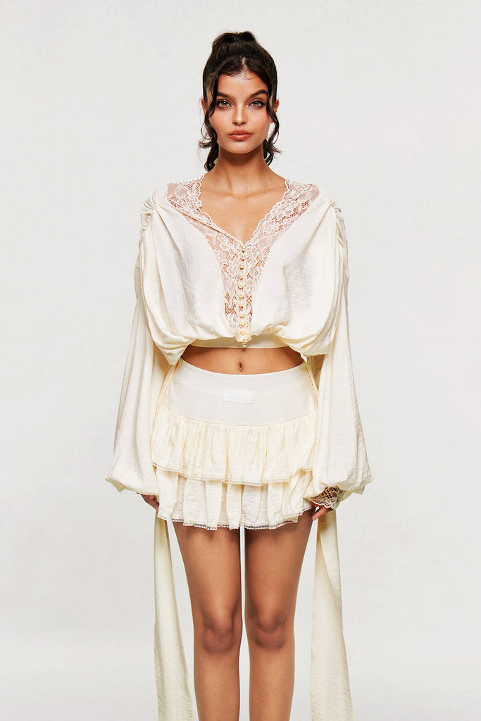 Shop  beautiful dress - Perfect for special occasions | Blagovest Lace Ruch Ruffle Skirt Set