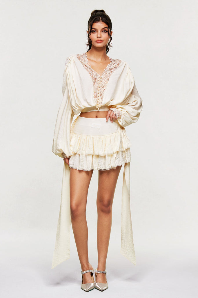 Shop  beautiful dress - Perfect for special occasions | Blagovest Lace Ruch Ruffle Skirt Set