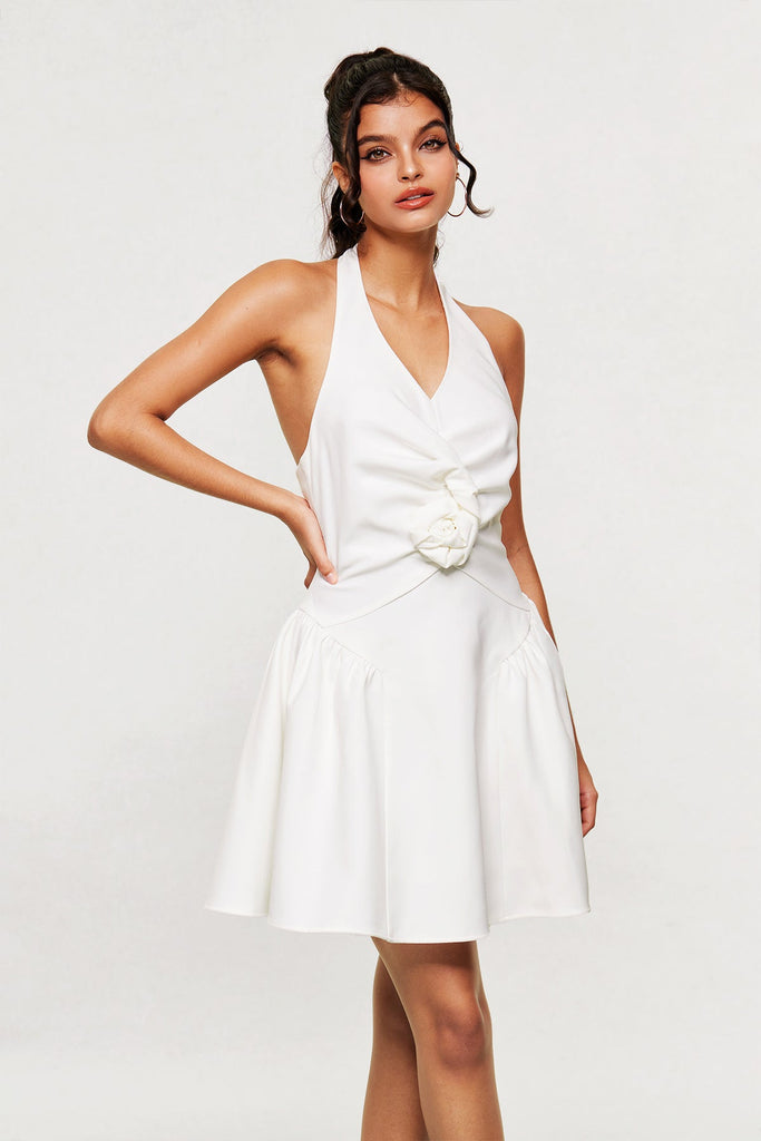 Stylish beautiful dress | Blaguna Flower Halter Neck Mini Dress - Ideal for special occasions