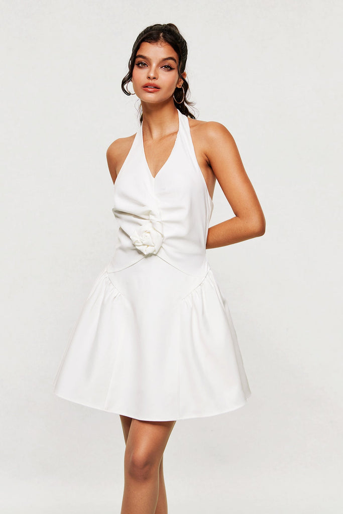 Stylish beautiful dress | Blaguna Flower Halter Neck Mini Dress - Ideal for special occasions
