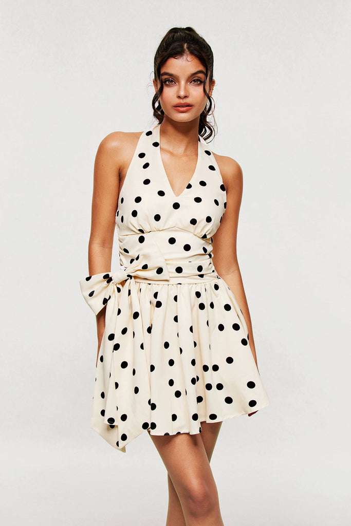 Blai Dot Bow Ruffle Mini Dress - Stylish beautiful dress for special occasions | Buy Online