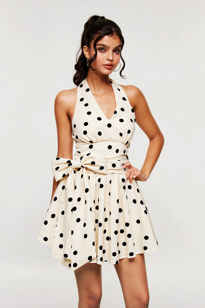 Shop  beautiful dress - Perfect for special occasions | Blai Dot Bow Ruffle Mini Dress