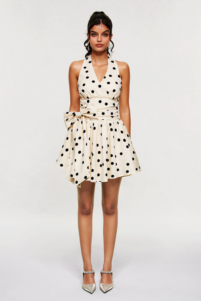 Shop  beautiful dress - Perfect for special occasions | Blai Dot Bow Ruffle Mini Dress