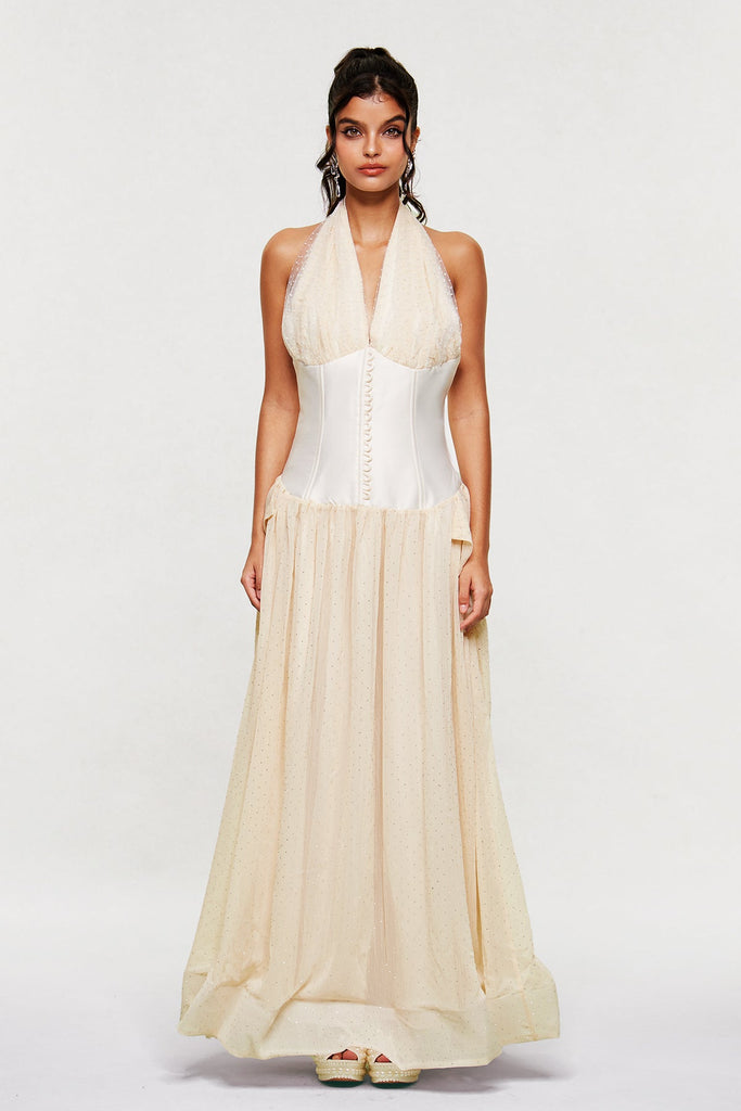 Stylish beautiful dress | Blakely Mesh Corset Dot Maxi Dress - Ideal for special occasions