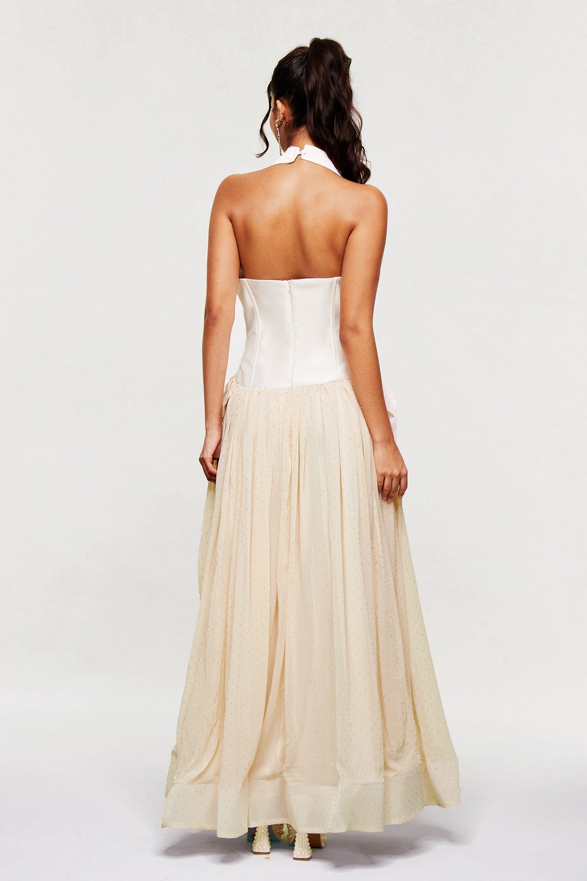 Blakely Mesh Corset Dot Maxi Dress