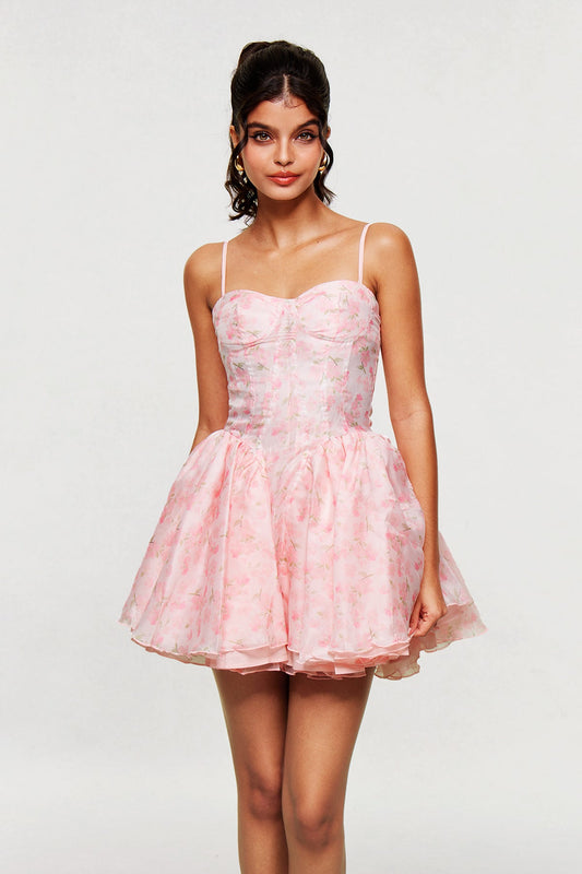 Blanch Floral Corset Ruffle Mini Dress