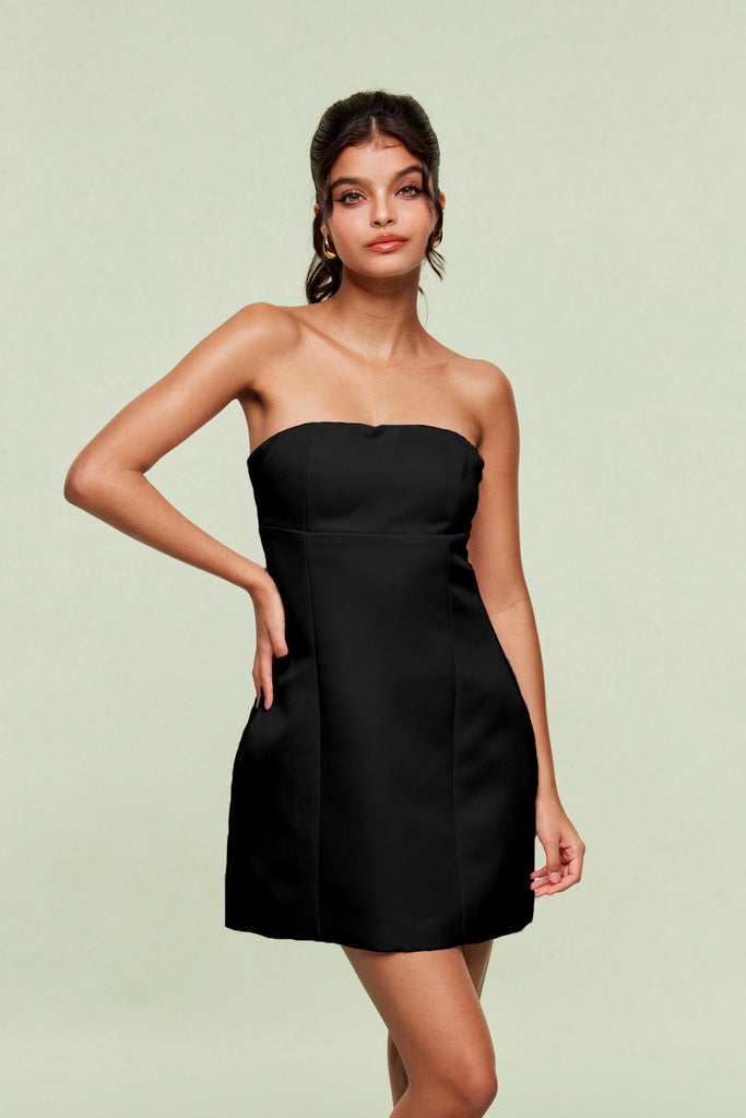 Stylish black dress | Blanche Strapless Mini Dress In Black - Ideal for special occasions