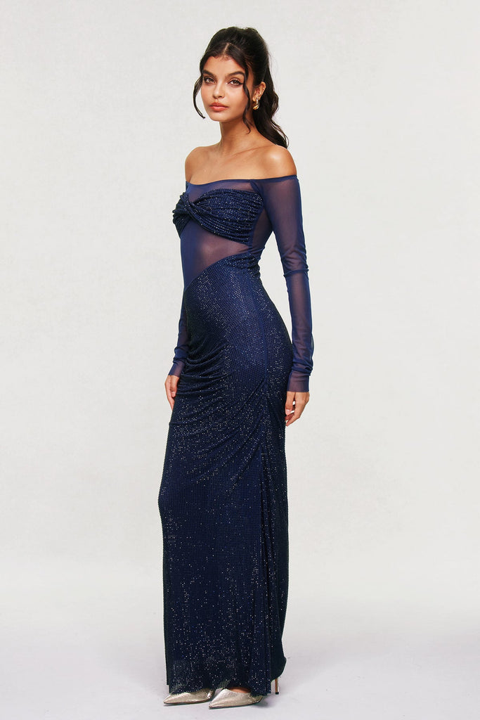 Shop  beautiful dress - Perfect for special occasions | Bleddyn Rhinestone Off Shoulder Maxi Dress