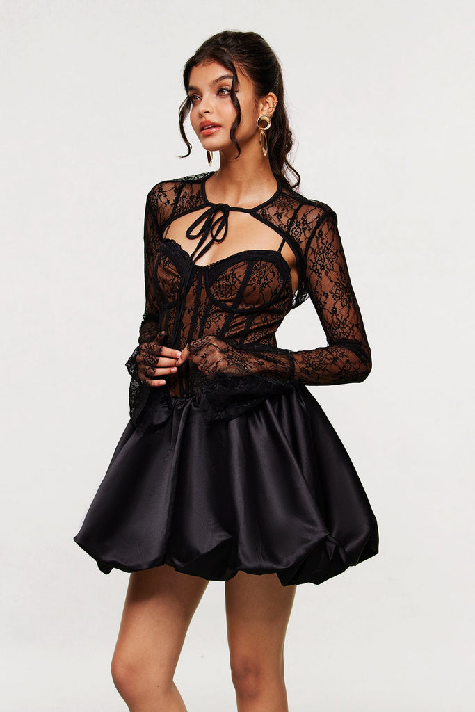 Blerim Lace Corset Puffy Mini Dress - Stylish beautiful dress for special occasions | Buy Online