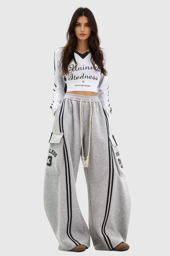 Shop  beautiful dress - Perfect for special occasions | Blodwen Stripe Wide Leg Pants In Grey