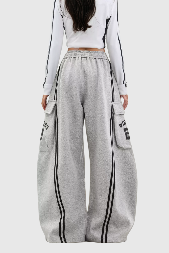 Stylish beautiful dress | Blodwen Stripe Wide Leg Pants In Grey - Ideal for special occasions