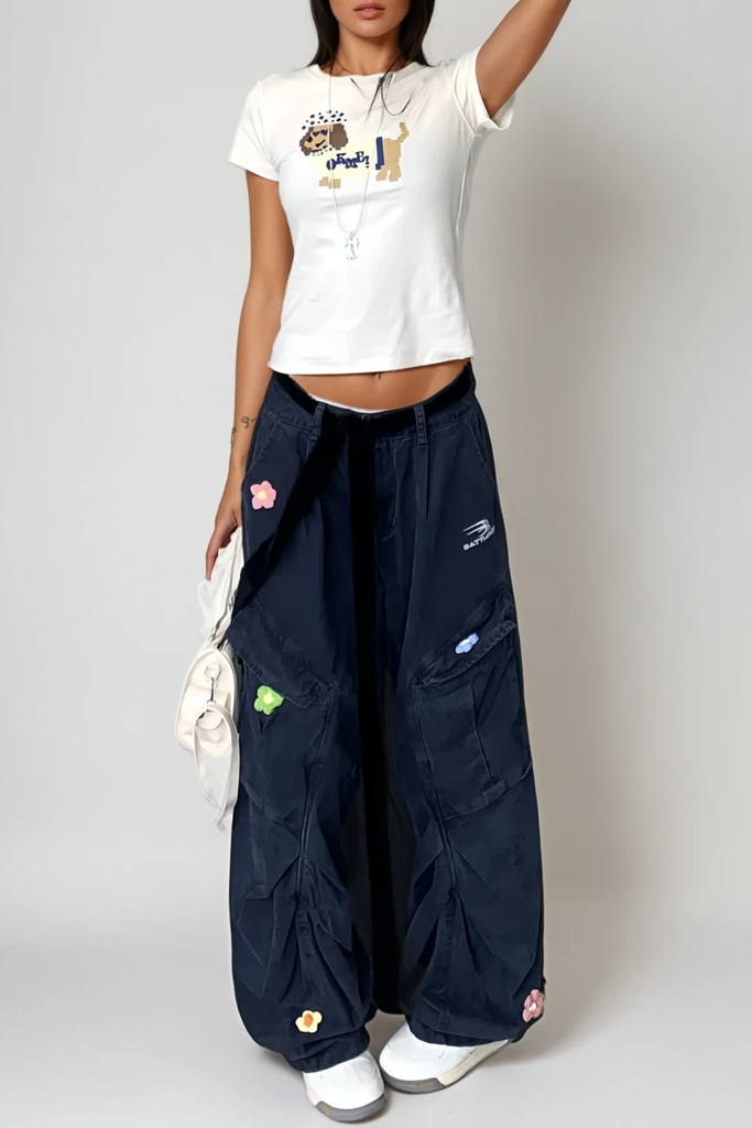 Shop  beautiful dress - Perfect for special occasions | Blossom Bleached Flower Cargo Jeans