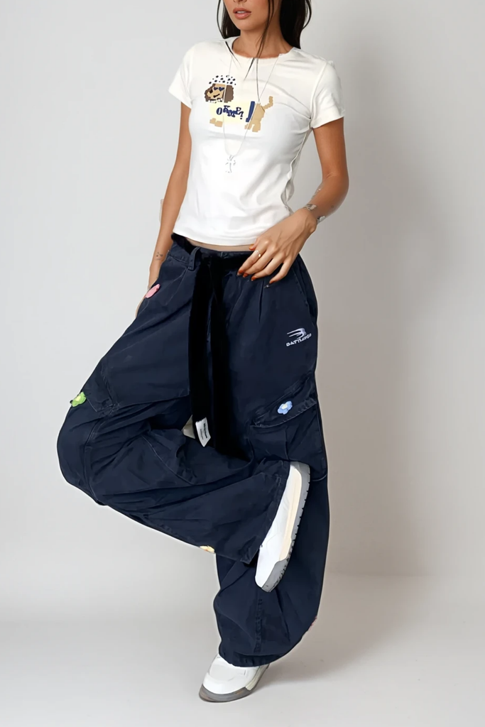 Blossom Bleached Flower Cargo Jeans - Stylish beautiful dress for special occasions | Buy Online