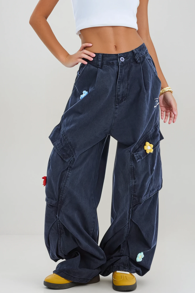 Shop  beautiful dress - Perfect for special occasions | Blossom Bleached Flower Cargo Jeans