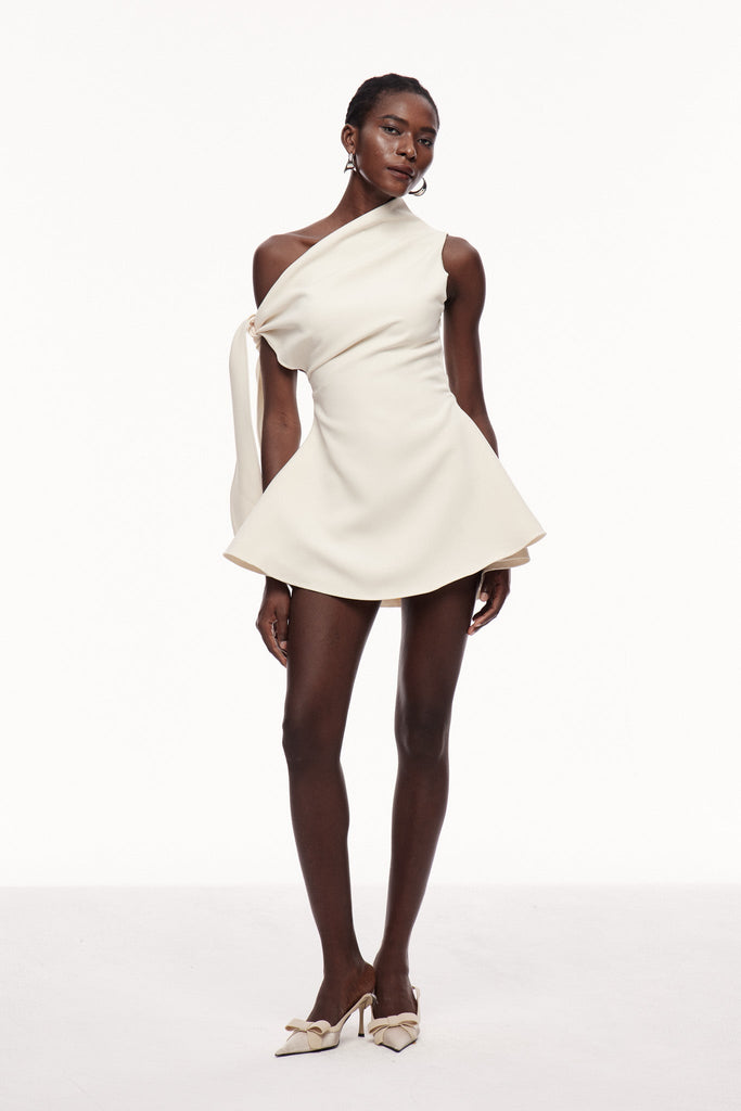 Shop  beautiful dress - Perfect for special occasions | Boadicea One Shouder Lace Up Mini Dress In Apricot