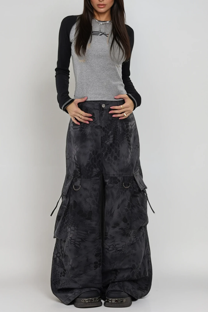 Boaventura Python Pattern Cargo Pants In Black - Stylish black dress for special occasions | Buy Online