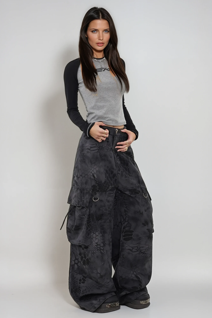 Shop  black dress - Perfect for special occasions | Boaventura Python Pattern Cargo Pants In Black
