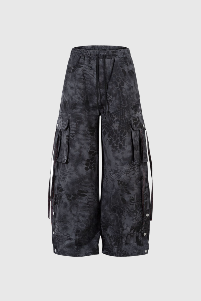 Boaventura Python Pattern Cargo Pants In Black - Stylish black dress for special occasions | Buy Online