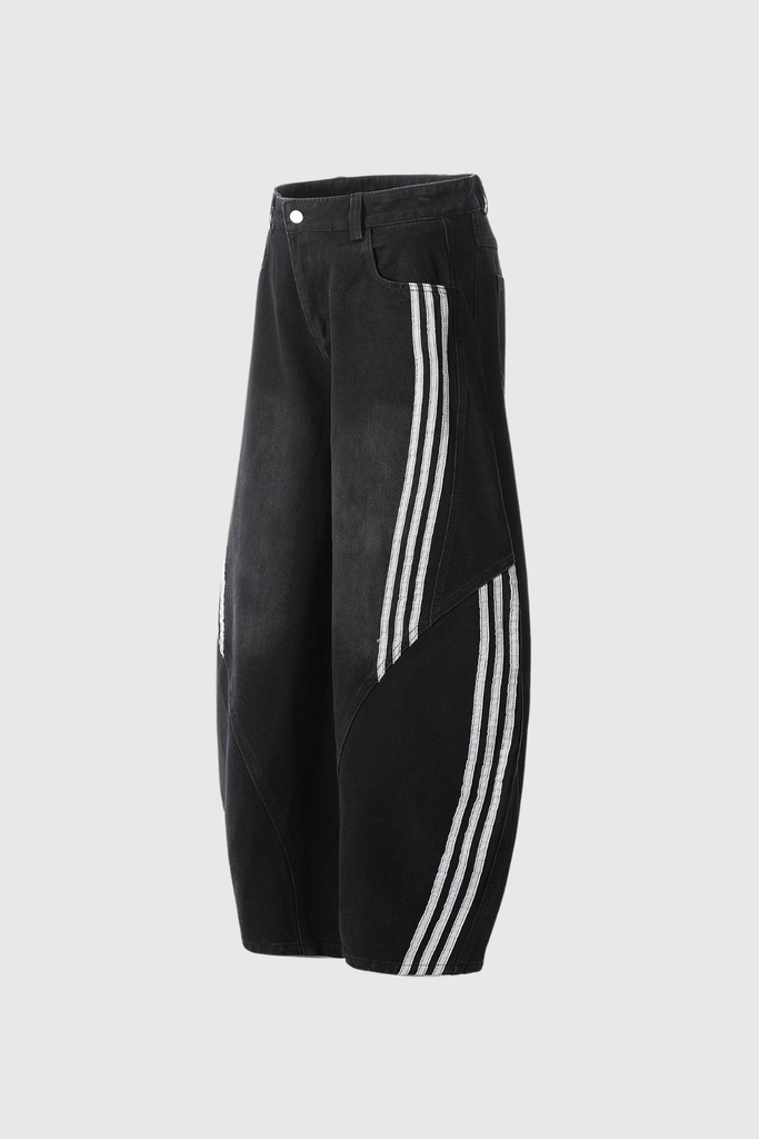 Stylish black dress | Boban Stripe Baggy Jeans In Black - Ideal for special occasions