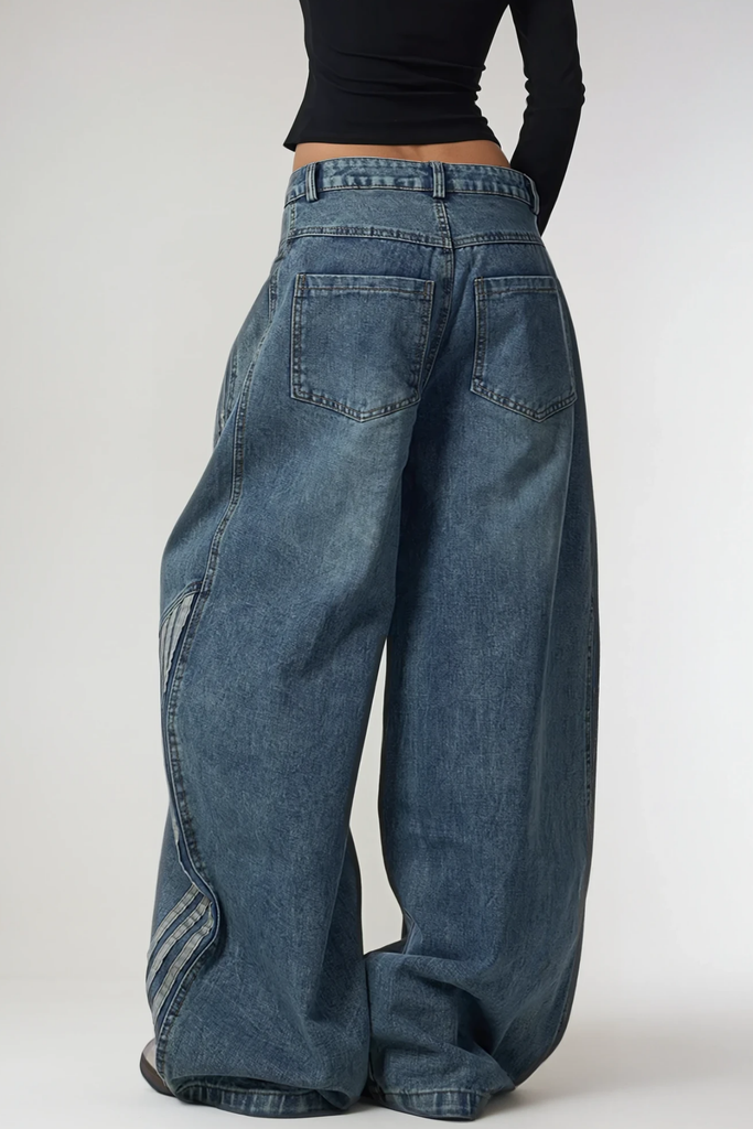 Shop  blue dress - Perfect for special occasions | Boban Stripe Baggy Jeans In Blue