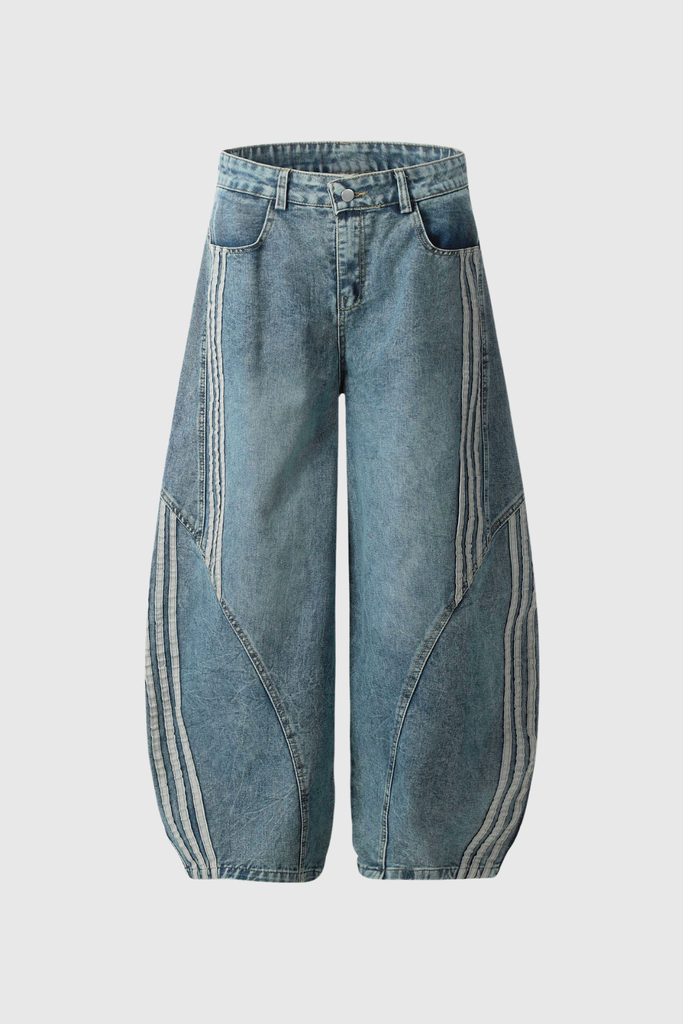 Stylish blue dress | Boban Stripe Baggy Jeans In Blue - Ideal for special occasions