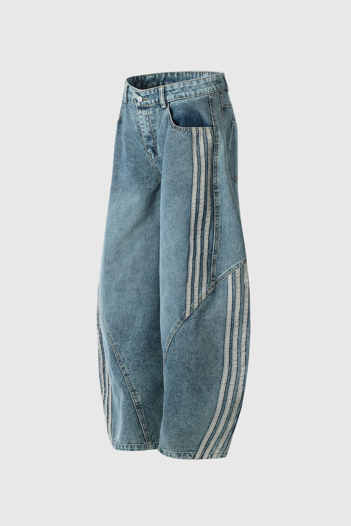 Shop  blue dress - Perfect for special occasions | Boban Stripe Baggy Jeans In Blue