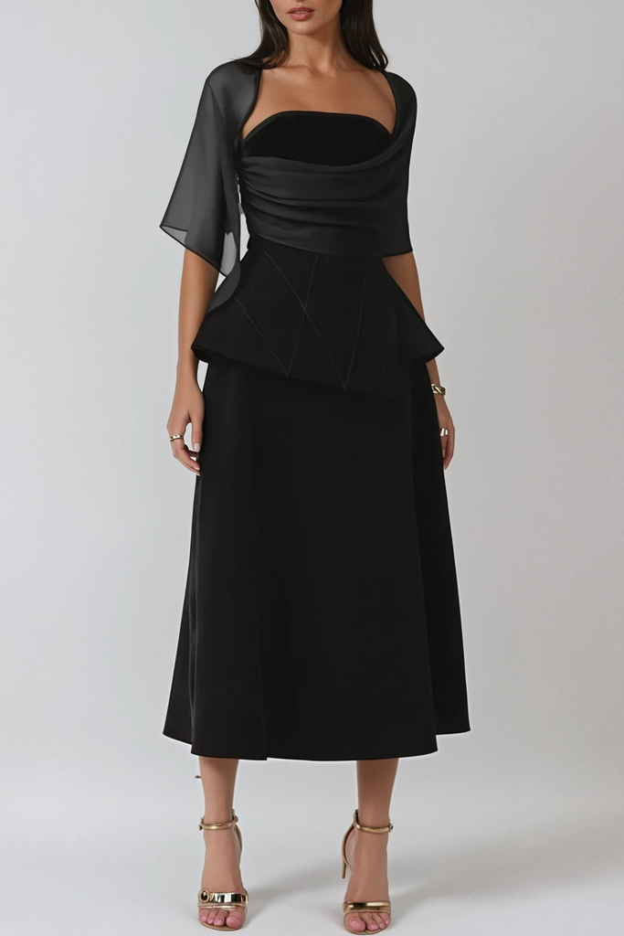 Shop  black dress - Perfect for special occasions | Bobbie Mesh Shawl Maxi Dress In Black