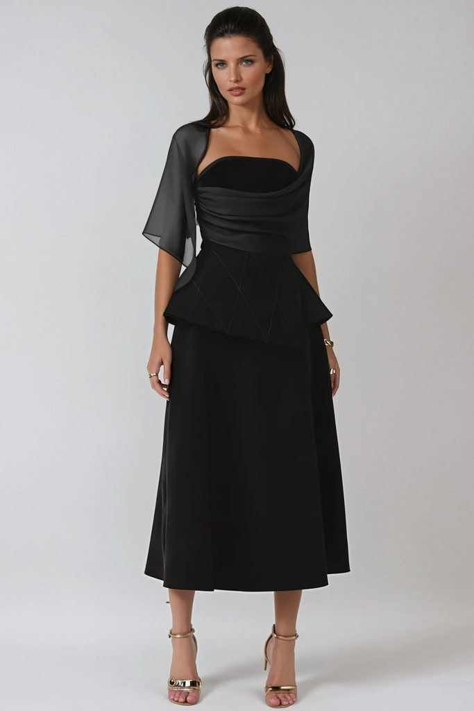 Stylish black dress | Bobbie Mesh Shawl Maxi Dress In Black - Ideal for special occasions