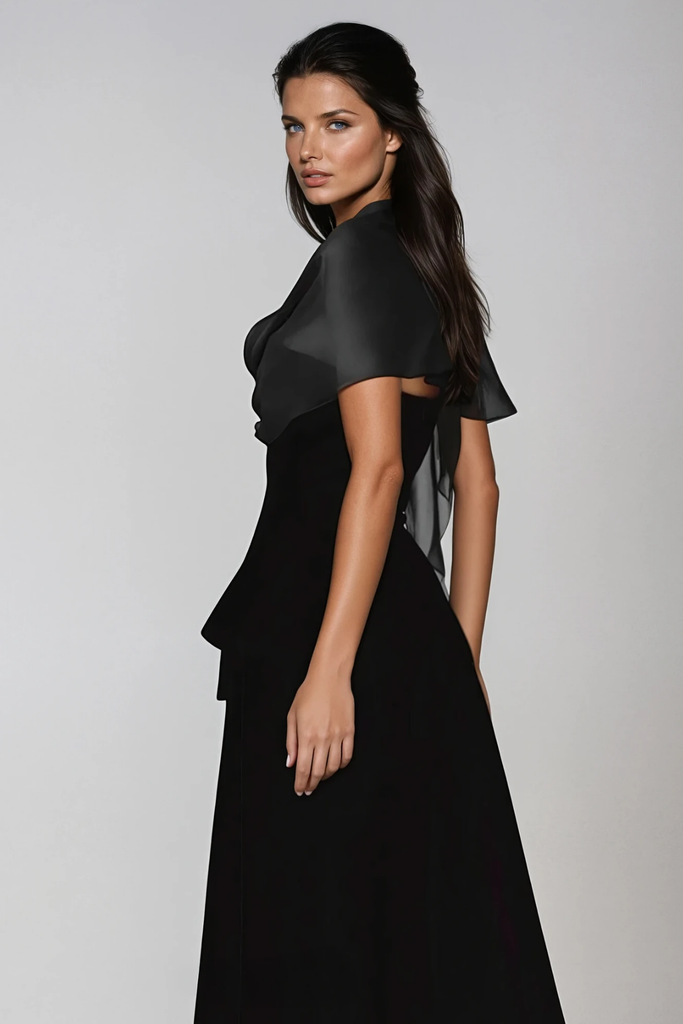 Shop  black dress - Perfect for special occasions | Bobbie Mesh Shawl Maxi Dress In Black