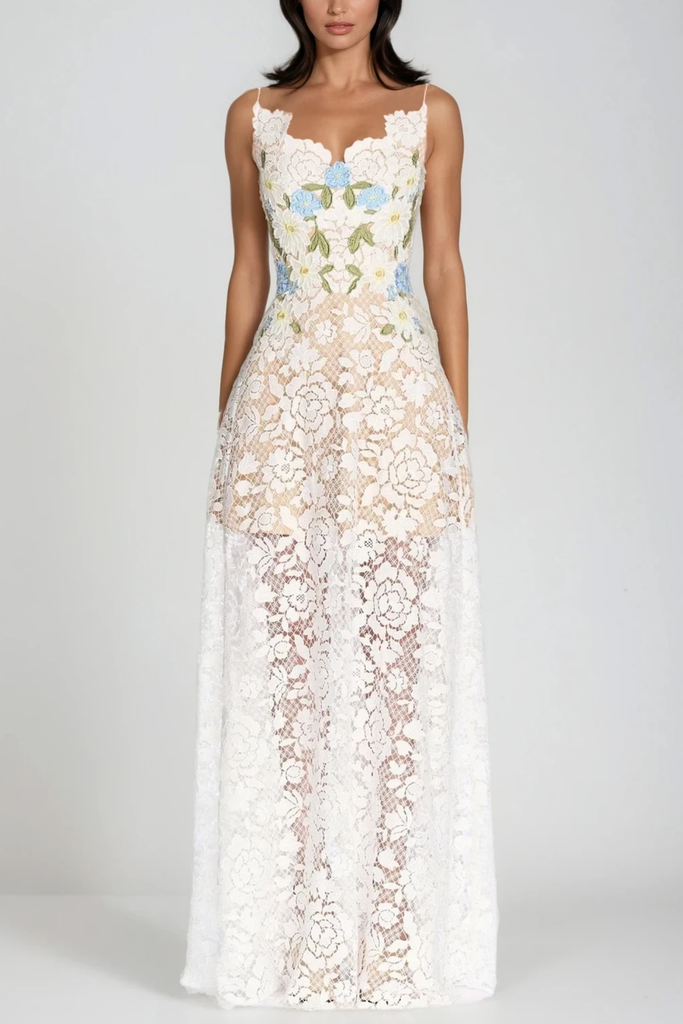 Bodie Lace Flower Maxi Dress - Stylish beautiful dress for special occasions | Buy Online