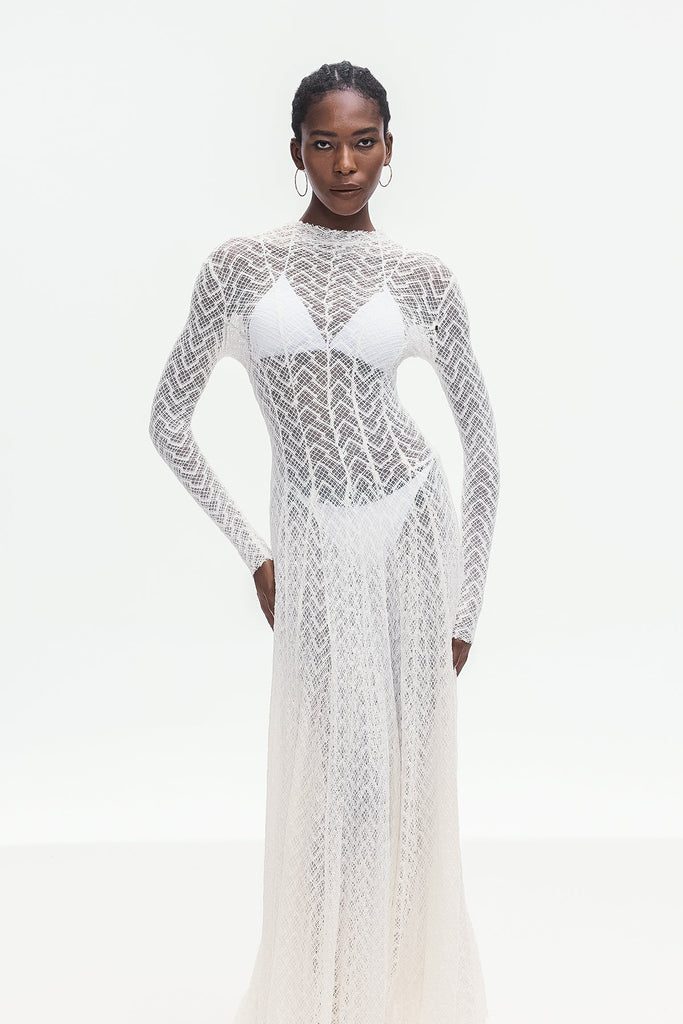 Boele Lace Stripe Maxi Dress - Stylish beautiful dress for special occasions | Buy Online