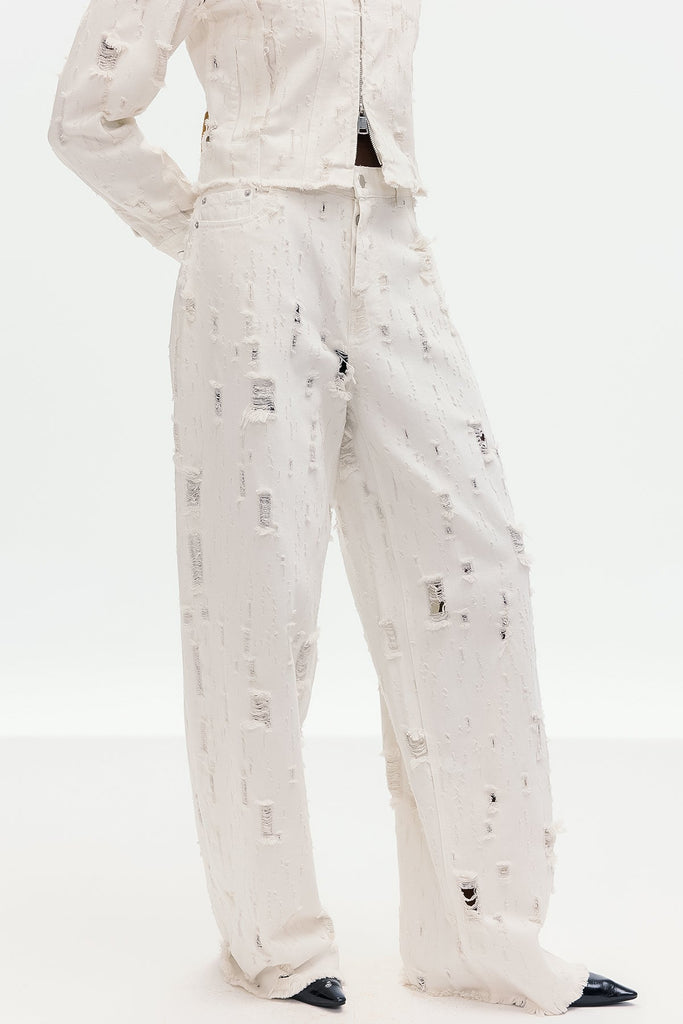 Stylish beautiful dress | Bogusz Bleached Torn Jeans - Ideal for special occasions
