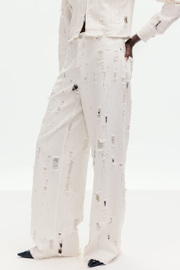 Bogusz Bleached Torn Jeans - Stylish beautiful dress for special occasions | Buy Online