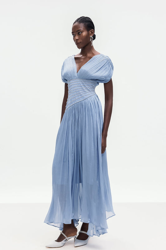 Bohumila Ruch Plunge Maxi Dress