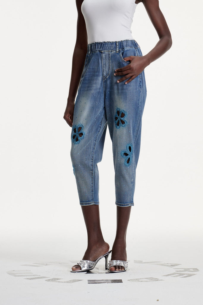 Stylish beautiful dress | Boitumelo Cutout Flower Jeans - Ideal for special occasions