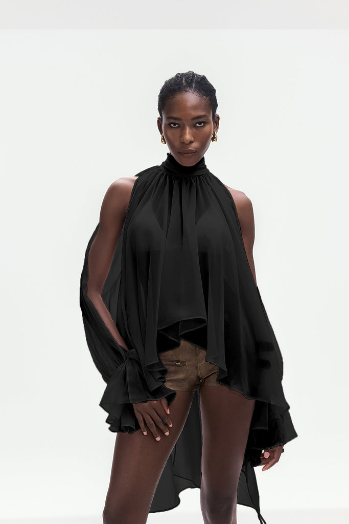 Shop  black dress - Perfect for special occasions | Bojidar Asymmetric Cutout Top In Black