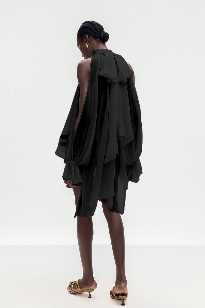 Bojidar Asymmetric Cutout Top In Black - Stylish black dress for special occasions | Buy Online