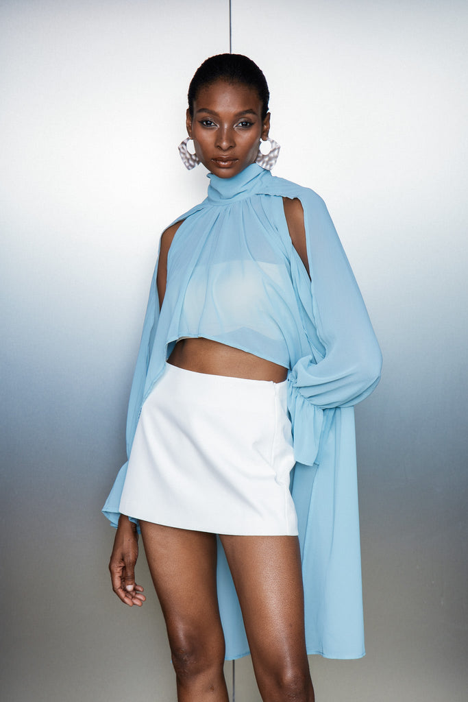 Shop  blue dress - Perfect for special occasions | Bojidar Asymmetric Cutout Top In Blue