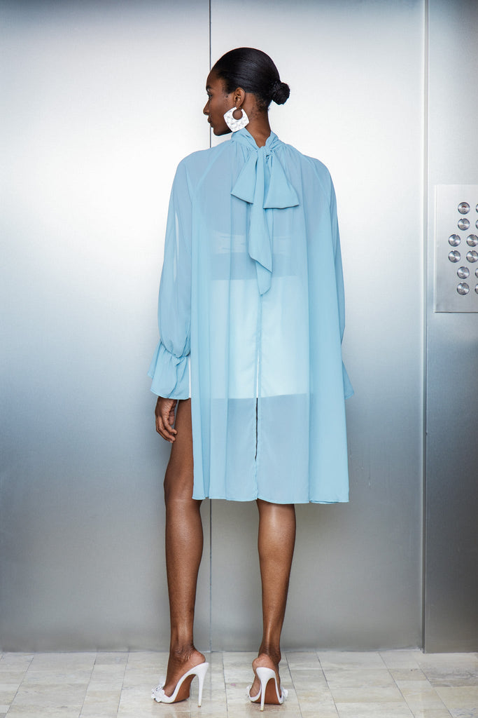 Bojidar Asymmetric Cutout Top In Blue - Stylish blue dress for special occasions | Buy Online