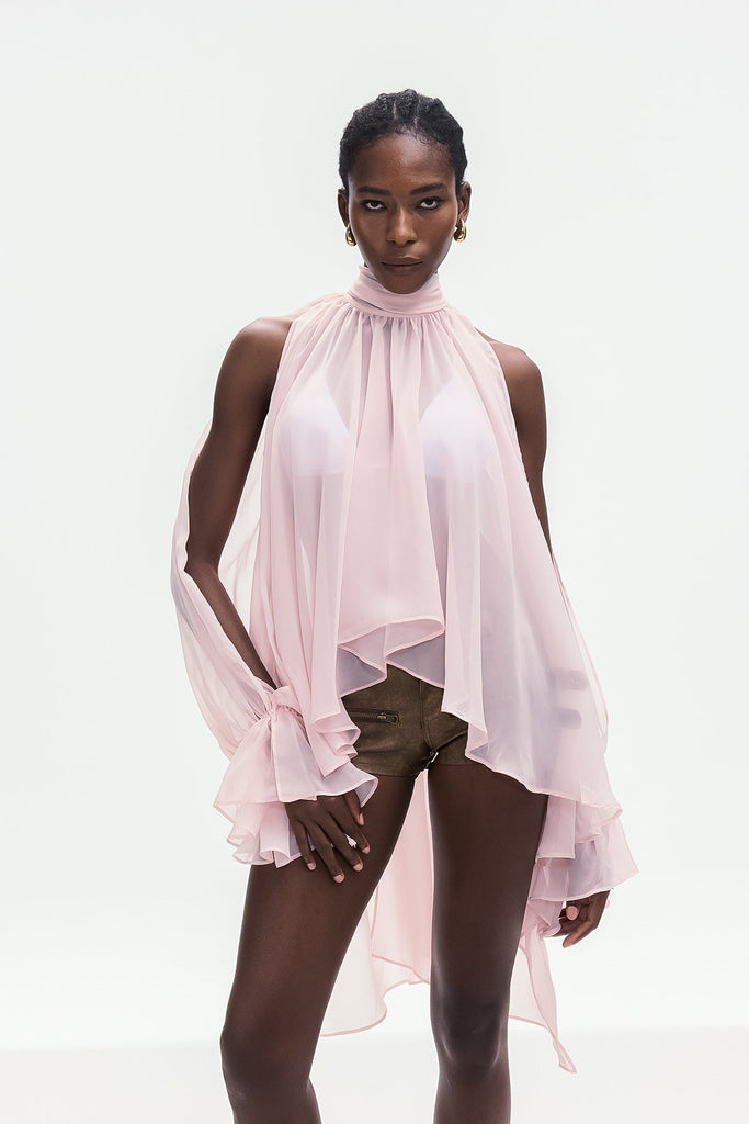 Stylish pink dress | Bojidar Asymmetric Cutout Top In Pink - Ideal for special occasions