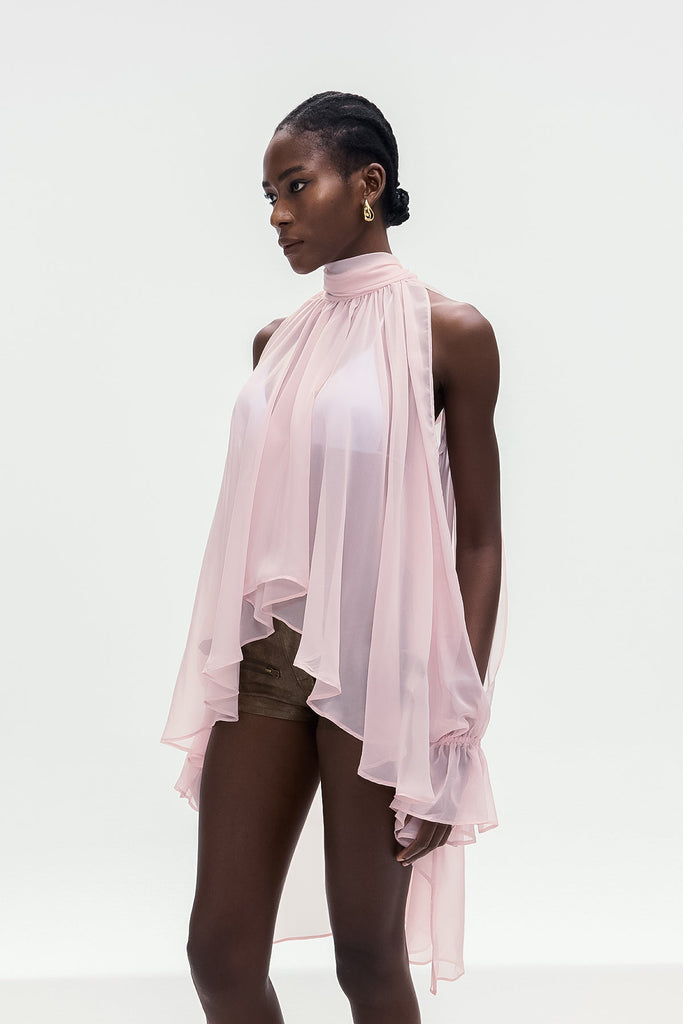 Bojidar Asymmetric Cutout Top In Pink - Stylish pink dress for special occasions | Buy Online