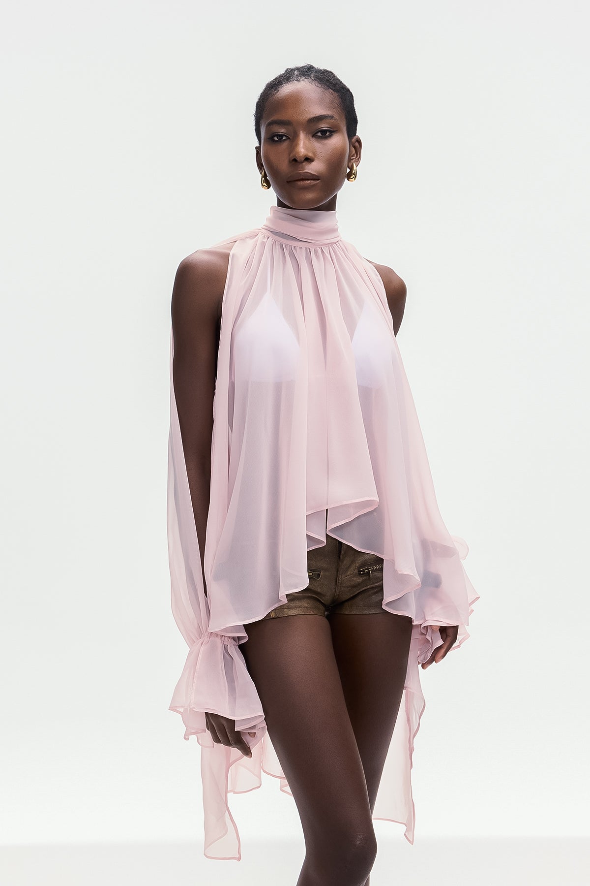 Bojidar Asymmetric Cutout Top In Pink