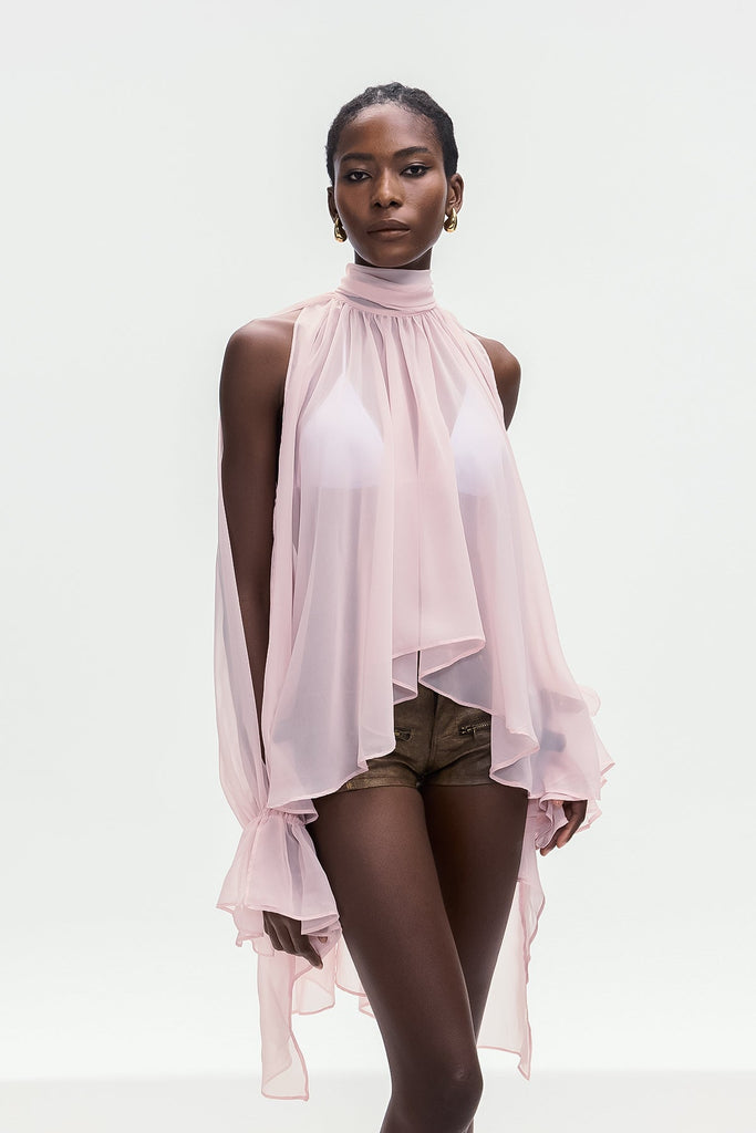 Bojidar Asymmetric Cutout Top In Pink - Stylish pink dress for special occasions | Buy Online