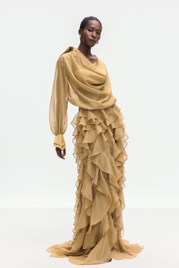 Stylish beautiful dress | Bolat Ruffle Asymmetric Split Maxi Dress - Ideal for special occasions