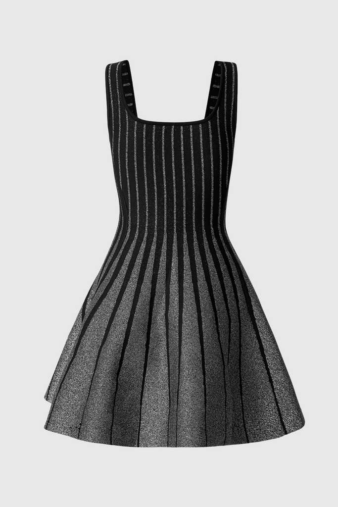 Stylish red dress | Bolboli Glitter Jacquard Knit Flared Mini Dress - Ideal for special occasions