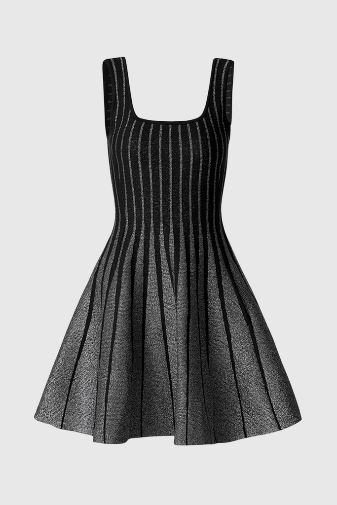 Bolboli Glitter Jacquard Knit Flared Mini Dress - Stylish red dress for special occasions | Buy Online