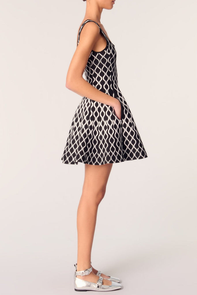 Bolboli Jacquard Knit Flared Mini Dress - Stylish red dress for special occasions | Buy Online