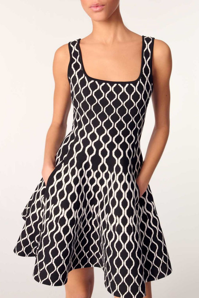 Shop  red dress - Perfect for special occasions | Bolboli Jacquard Knit Flared Mini Dress